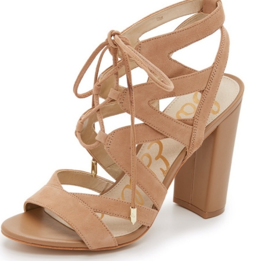 Sam Edelman Yardley Suede Lace Up Sandal Heels